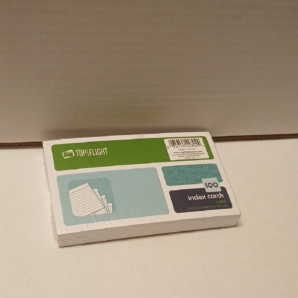 Top Flight Ruled 100 Index Cards in pack NWT